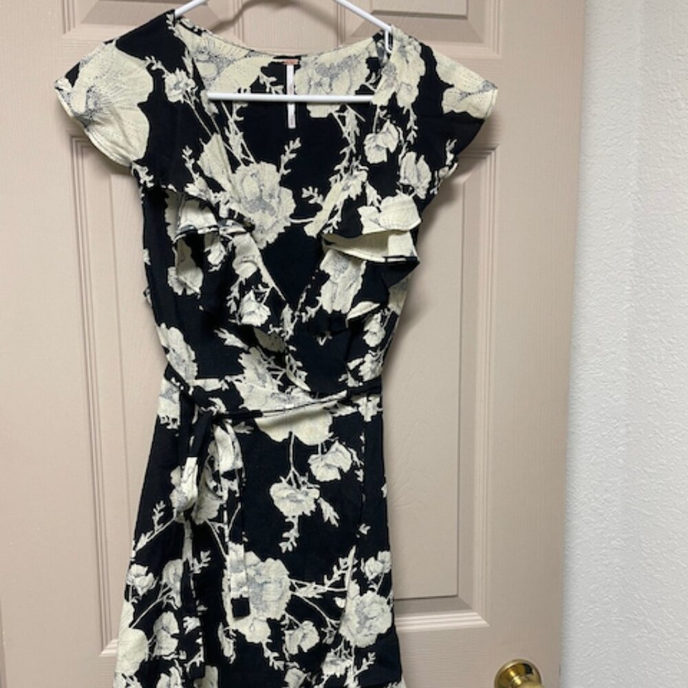 Free People V Neck Short Flutter Wrap Dress